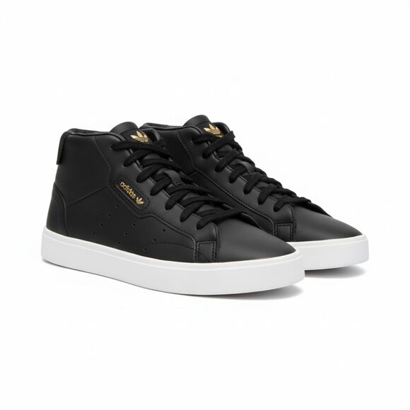 Adidas Sleek Mid EE4727 Core Black Leather Women's Sneakers Mid Top Size 7 - Picture 1 of 9